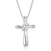 Kakonia 925 Sterling Silver Cross Pendant Necklace for Women 3-Stone