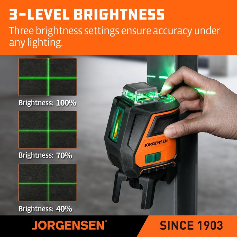 JORGENSEN 360° Laser Level with Tripod, 100 FT Rechargeable Self