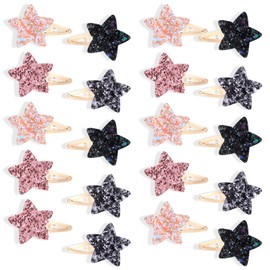 Star Clips Hair, Mabor 20 Pcs Cute Metal Sparkly Stars Hair Clips and Snap Pins Barrettes, No-Slip Styling Accessories for Kids Baby Girl Women Styling