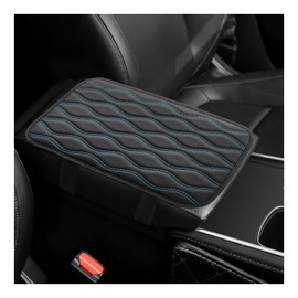Ohleats Car Center Console Pad, Waterproof PU Leather Auto Armrest Box Cover, Comfortable Vehicle Arm Rest Protector Cushion Pad for Car SUV, Universal Car Accessories (Black+Blue)