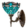 WXCFCD Tiffany Wall Sconce Lamp Blue Stained Glass Flower Style