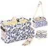 FifthStart Multiuse Large Blue Floral Diaper Caddy with Waist, Shoulder