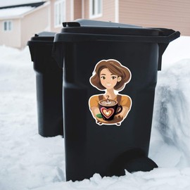 Extra Large 460mm 'Barista and A Coffee Cup' Permanent Sticker Decal for Cars/Windows/Bins/Walls (DW00108235)