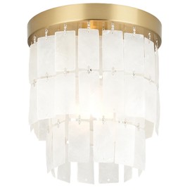 ALICE HOUSE 8-Inch Flush Mount Ceiling Light with Capiz Shells, Brushed Brass Finish, Modern Coastal Farmhouse Light Fixture for Entryway, Hallway, Kitchen, Bedroom, Laundry Room AL2908-S1