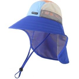 Moon Kitty Baby Girls Sun Hats Infant Toddler Wide Brim Beach Sun Hat Kids Summer Waterpoof Hat Outdoor Adjustable Hat UPF 50+ Blue