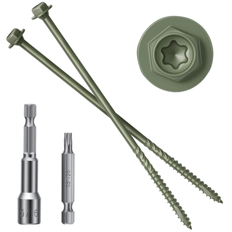 #14 x 10 Wood Structural Screws 50 Pack Hex Head