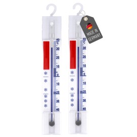 Lantelme 2 Stück Kühlschrankthermometer Set mit Haken zum aufhängen auch für Kühlgeräte wie Gefrierschrank Kühltheke und Kühltruhe Analog Kühlschrank Thermometer