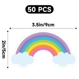 Rainbow Stickers 50Pcs 3.5 x 2 Inch Rainbow Vinyl Decal for Birthday Party Favors, School Classroom, Goodie Bags, Notebooks (Pastel)