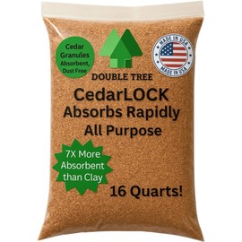CedarLock Oil Absorbent – Nature’s Heavy-Duty Spill Solution Made from 100% Pure Incense Cedar, Oil Spill Kit Granules, Organic Granules, All-Purpose Oil Absorbent - (2 Bags 32 Quarts)