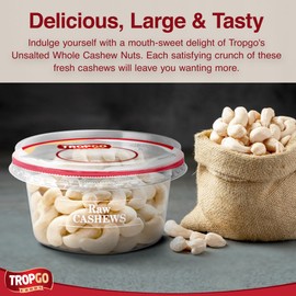 Tropgo Raw Cashew Nuts 180g - Pack of 2 - Large & Tasty Cashews - Packed Fresh Premium Quality Cashew Nut - Healthy for The Heart, High in Fibre & Minerals - Perfect for Snacking