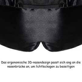 Schlafmaske für Herren und Frauen, Weiche Schlafmaske, Verstellbarem Kopfband, Wolkenkurvendesign für Nachtschlaf, Reisen und Nickerchen, Schwarz