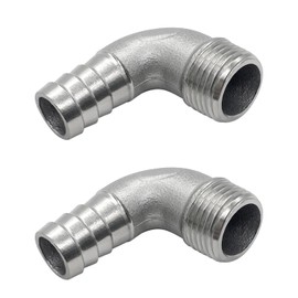 Fitvell Stainless Steel 1" Hose Barb x 3/4" NPT Male 90 Degree Elbow Home Brew Pipe Fitting (Pack of 2)
