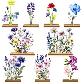 9 Pack Wooden Wildflower Party Decorations Wildflower Wooden centerpieces Table Signs Wildflower Baby Shower Decor Supplies Floral Party Wedding Decoration