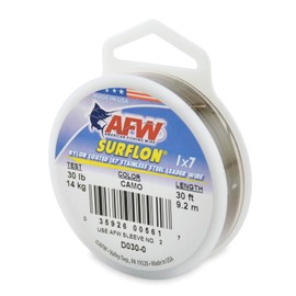 American Fishing Wire Surflon, Nylon Coated 1x7 Stainless Steel Leader Wire, 30 lb Test, .024" Diameter, Camo, 30 ft