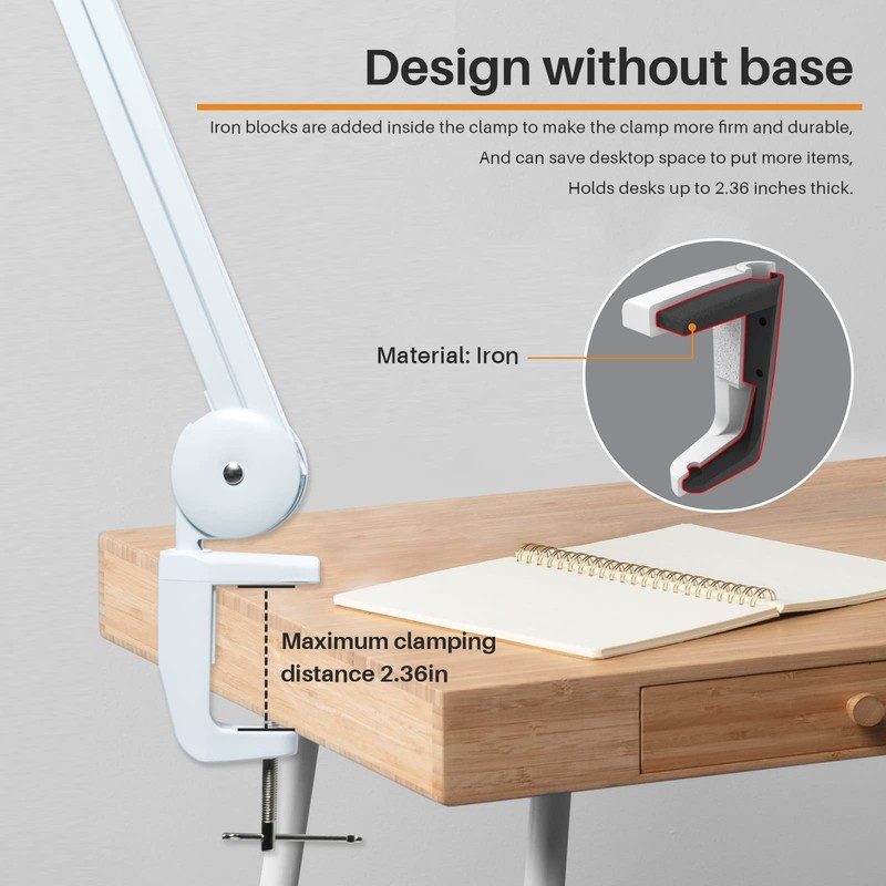 bemelux Task Lamp with Clamp, Bright 117PCS LEDs, Metal Swing