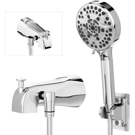 All Metal Tub Spout with Diverter, 10 Settings Hand held Shower, Switch, Bathtub Faucet with Sprayer Chrome