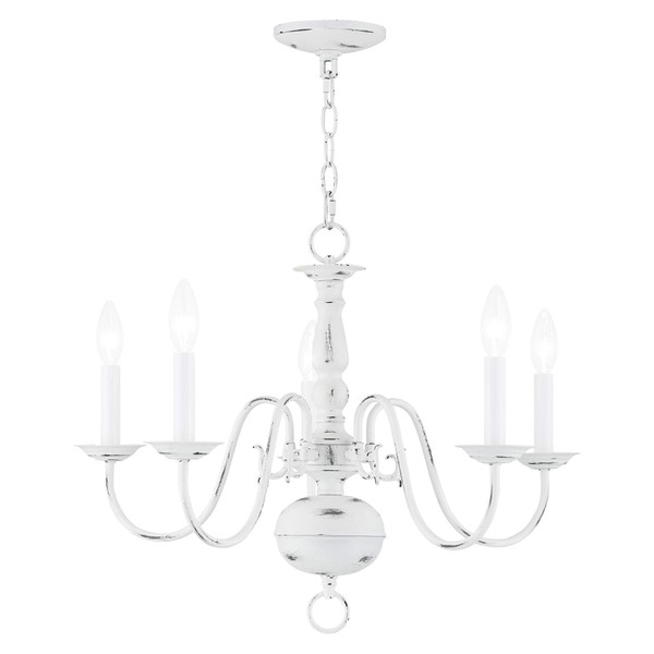 Livex Lighting 5005-60 Williamsburgh Antique White 5 Light Chandelier