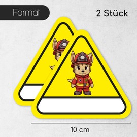 iSecur Pack of 2 Children's Finder Stickers Fireman I 10 cm I Safety Sticker for Door Window Children's Room I Sticker Fire Brigade Control System I Yellow I hin790