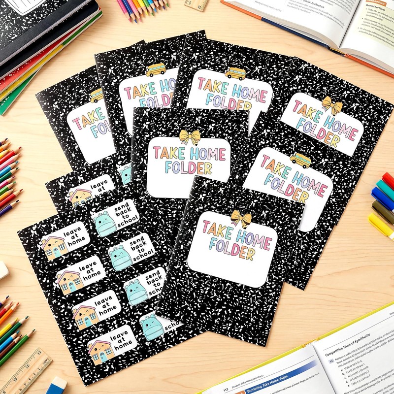 Gueevin 40 Set Student Homework Folder Labels for Homework Take