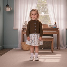 MAHUAOYIXI Toddler Baby Girl Knit Cardigan Long Sleeve Solid Color Knitted Sweater Cardigan Tops Sweatshirt Jumpers Warm Winter Button Closure Pullover Knitwear (Brown, 6-12 Months)