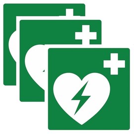 Movilideas 3 pezzi di defibrillatore PVC adesivo resistente per esterni ed interni (18,5 x 18,5 cm) adesivo adesivo adesivo