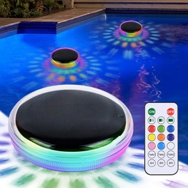 Poolbeleuchtung Unterwasser, Schwimmende Solarleuchten, Pool Lichter Unterwasser mit Fernbedienung, Dimmbar Farbwechselnde Schwimmende Poollampe, Wasserdicht, für Whirlpool Badewanne Garten (B)