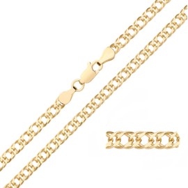 Old English Jewellers 9ct Yellow Gold on Silver 3.5mm Double Curb Rombo Chain Necklace 16 18 20 22 24 inch (16)