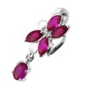 Red CZ Crystal Stone Orchid with Oval Gems Dangling Reverse