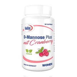 D-Mannose Plus mit Cranberry | Hochdosiert mit 1000 mg D-Mannose und 400 mg Cranberryextrakt | Für den Erhalt normaler Schleimhäute und einer normalen Immunfunktion | Monatsvorrat mit 90 Kapseln