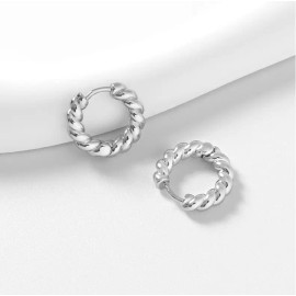 Unbranded Women Girl 925 Silver Plated Small Twist Huggie Hoop Pierced Earrings Gift XJ5