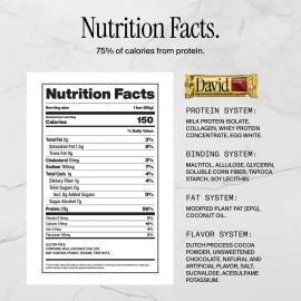 David Protein Bar, Fudge Brownie, 24 Protein Bars | 28g of Protein | 150