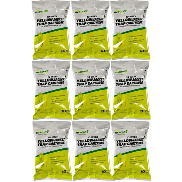 RESCUE! Yellowjacket Attractant Cartridge (10 Week Supply) – for RESCUE! Reusable Yellowjacket Traps - (9 Pack)