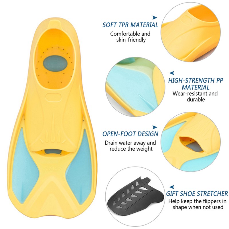 Kids Short Light Swim Fins Flippers for Swimming Snorkeling Training