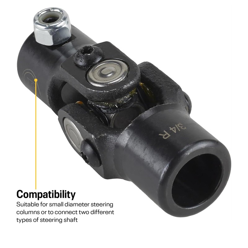 Universal Steering U-Joint, 3/4 Inch Round to 3/4 Inch DD
