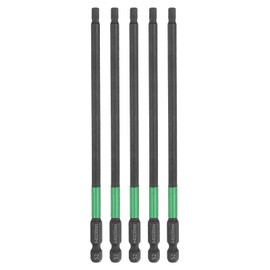 sourcing map 5pcs H4 Flat Hex Head Screwdriver Bit 4mm Metric Tip 1/4" Hex Shank 150mm (6") Long Magnetic Hexagonal Screw Drill Bit Wrench Black Phosphate S2 Steel Power Driver Socket