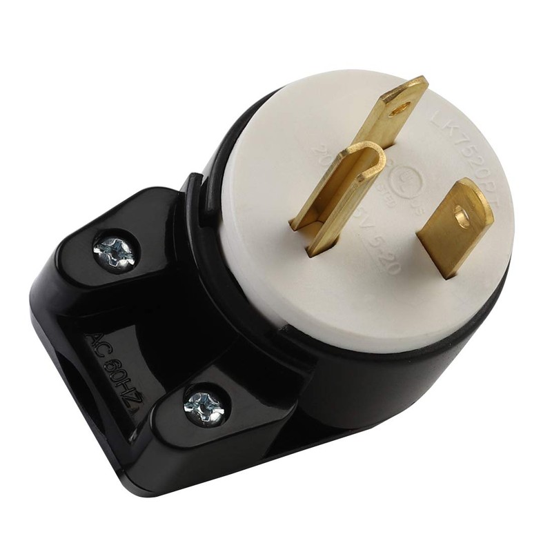 USA 3-Prong Male AC Plug, Right Angle UL Nema 5-20P