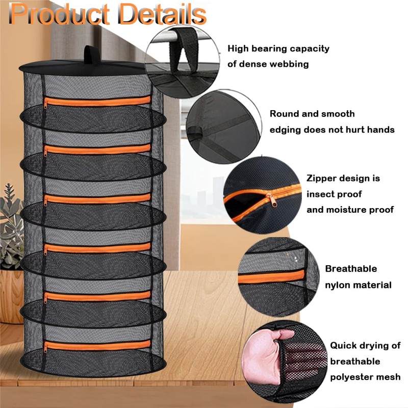 Cerkkapo Drying Net Herbs, 6-Layer Herb Dryer Hanging, Foldable Drying