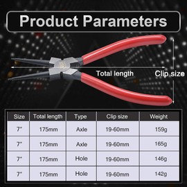 KATUR 4 Pcs 7 inch/175mm Circlip Plier Set Internal External Straight Bent Circlip Snap Ring Pliers Tool Kit for Circlips Assembly (Red)