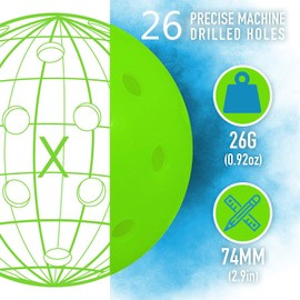 TOORGGOO Pickleball Balls,Pickleball with Professional USAPA Standard 26 Holes,6 Pack High Elasticity Indoor Practice Pickleball Balls with Bag,Green