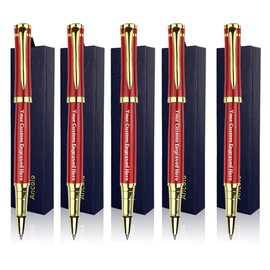 Ancolo Engraved Pens Fancy Roller Pens with 5 Gfit Box 10 extra Black Refills Metal Body Engraved with Your Message Personal Names Phone Number, Gift for Men Women