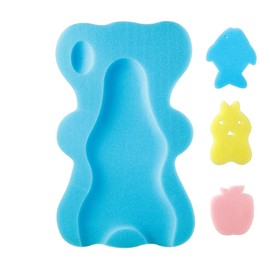 PandaEar Baby Bath Sponge Infant Soft Bath Sponge Mat, Baby Bath Mat Newborn Odor Free Bath Cushion, Blue