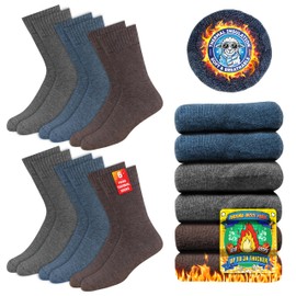SOXCO Thermal Socks for Men and Women - Warm Winter Socks, Pack of 6, Brown (2P), dark grey (2P), blue (2P)