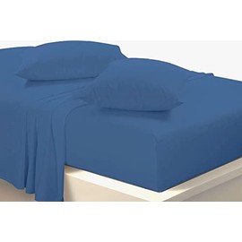Percale Bunk Bed Fitted Sheet 2ft 6" (76cmx190cm) Caravan Campervan - Small Single Bed POLY COTTON (MID BLUE)