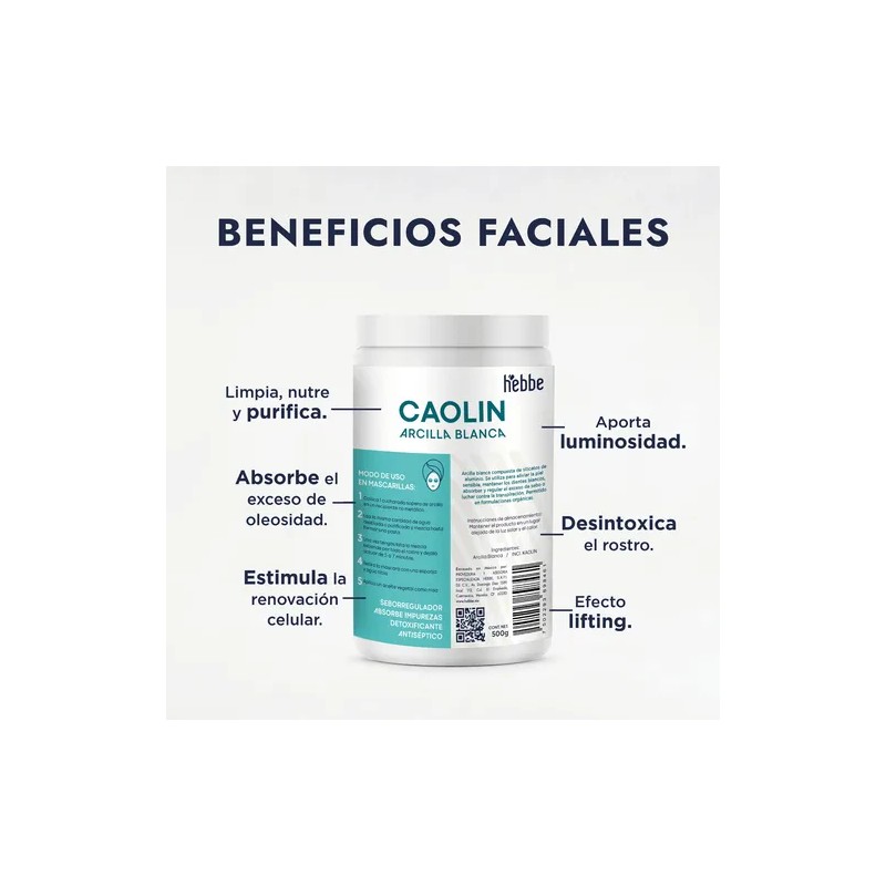 Arcilla Blanca Cosmética Caolin Mascarillas Facial 500g