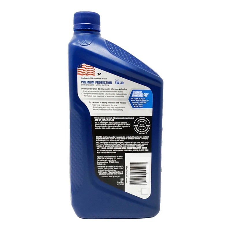 Aceite Motor Valvoline 5w30 Mezcla Sintetica Premium Protection 946 Ml