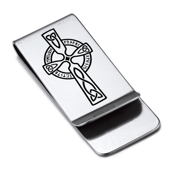 Bandmax Men's Viking Cross Stainless Steel Slim Wallet Money Clip