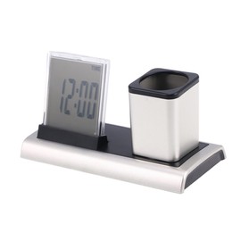 Operitacx Pen Holder Mit LCD-Display Multifunktionaler Kalender Thermometer Und Alarmuhr Schul Und Bürozubehör Batteriefrei Bunte -hintergrundbeleuchtung