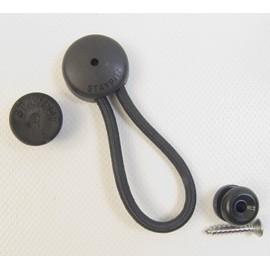StayPut Bungee/Shock Cord Fastener, Black w/Black Surface Attachment Knob & Mounting Screw (15)