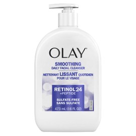 Olay Face Wash, Daily Facial Cleanser with Retinol, Peptides & Glycerin - Smoothing, Noursihes Skin Surface, Hydrates while Cleansing - Sulfate-Free, Paraben-Free, 16 Oz