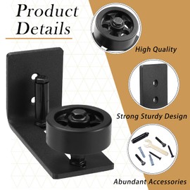 LEIFIDE 4 Pcs Sliding Barn Door Floor Guide Flush Design Wall Mount Bottom Adjustable Roller Flat Non Scratch Barn Door Hardware Kit (8 Assemble Setup Options)